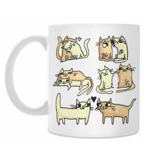 Кружка с принтом Коты любовные