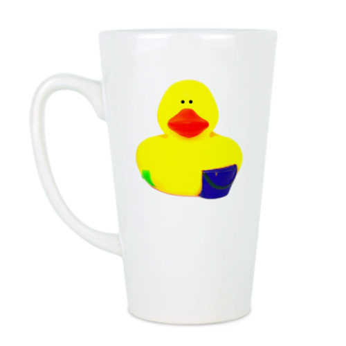Чашка Латте с принтом Уточка с синим ведром