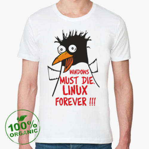 Футболка из органик-хлопка с принтом WINDOWS MUST DIE