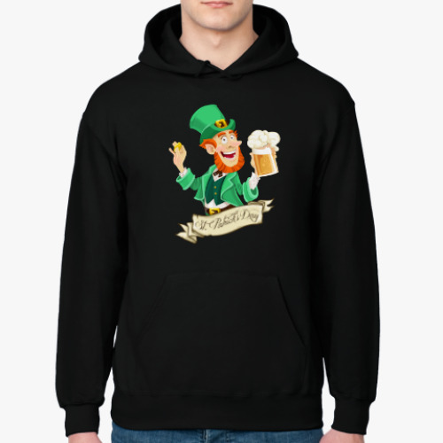 Толстовка худи с принтом Св. Патрик с кружкой эля