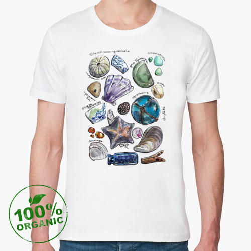 Футболка из органик-хлопка с принтом Руководство beachcombing на Сахалине