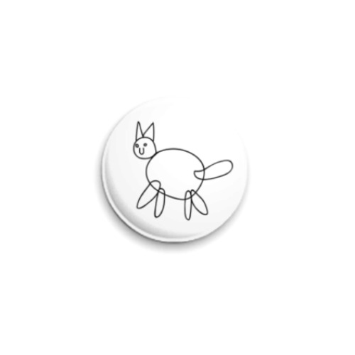 Значок 25мм с принтом Довольный кот