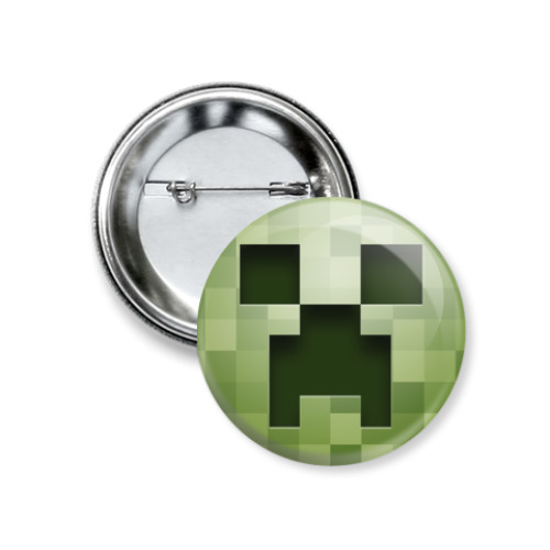 Значок 37мм с принтом Крипер