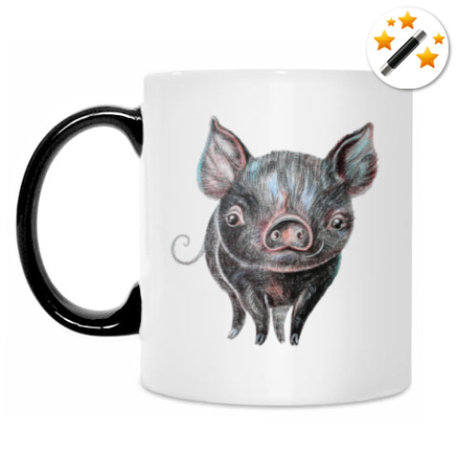 Кружка-хамелеон с принтом Чёрный поросенок