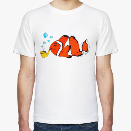 Футболка с принтом Рыба-клоун с трубкой