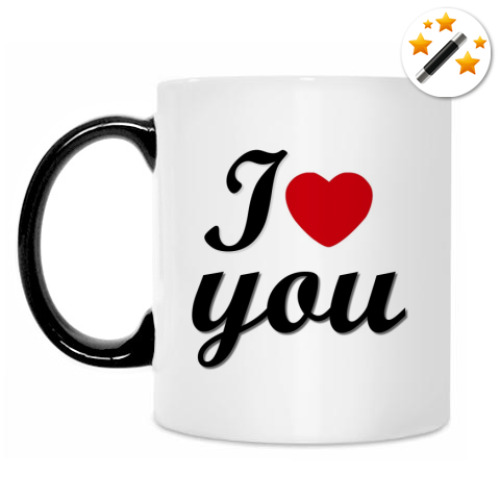 Кружка-хамелеон с принтом I love you